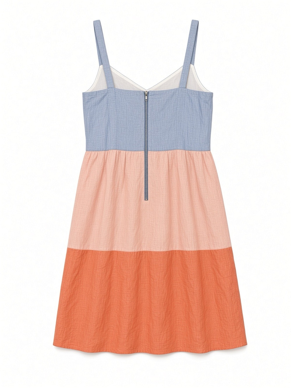 Cynthia Rowley Blue, Peach & Orange Colorblock Midi Dress - Picture 2 of 3